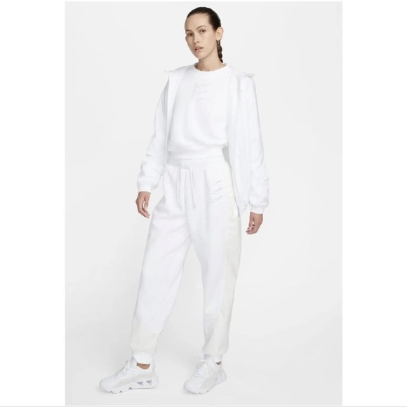 NIKE White Opal Fleece Oversized Joggers Sweat Pants Iridescent Swoosh - Picture 14 of 15
